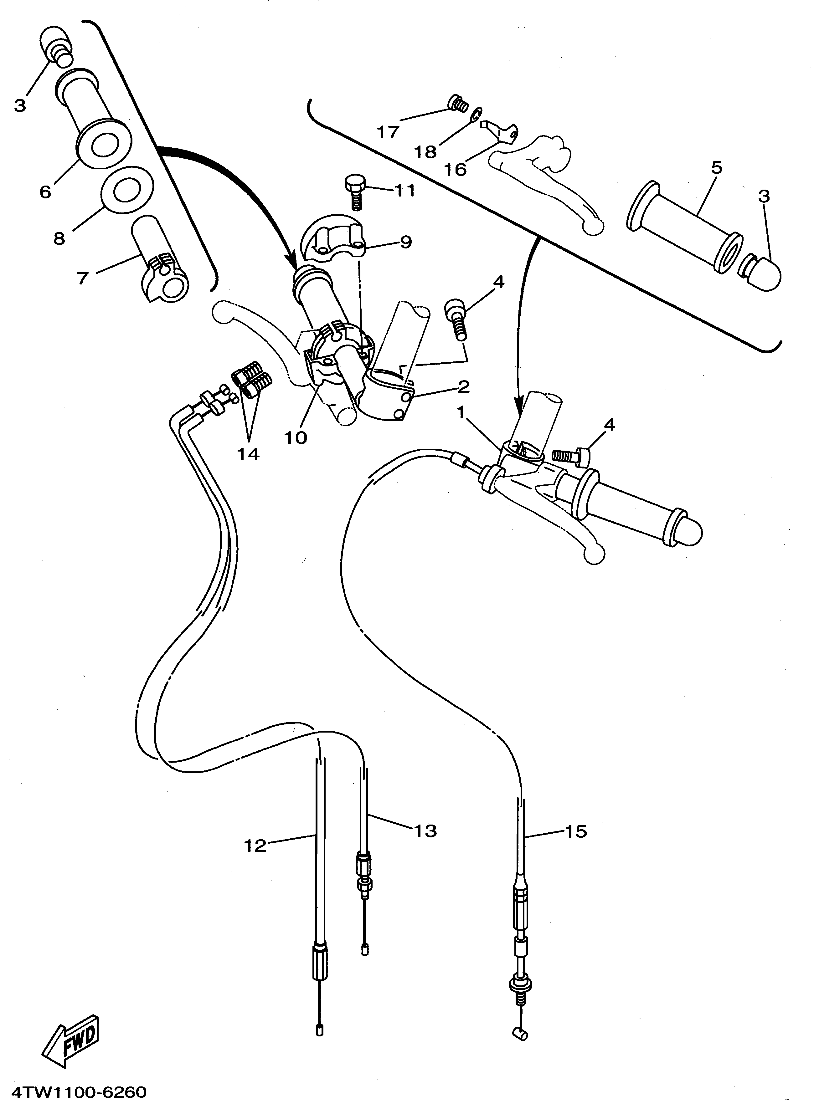Technical Sports One, LLC 1996 Yamaha TZ250 (4TW1) Cable / Handlebar / Throttle Grip