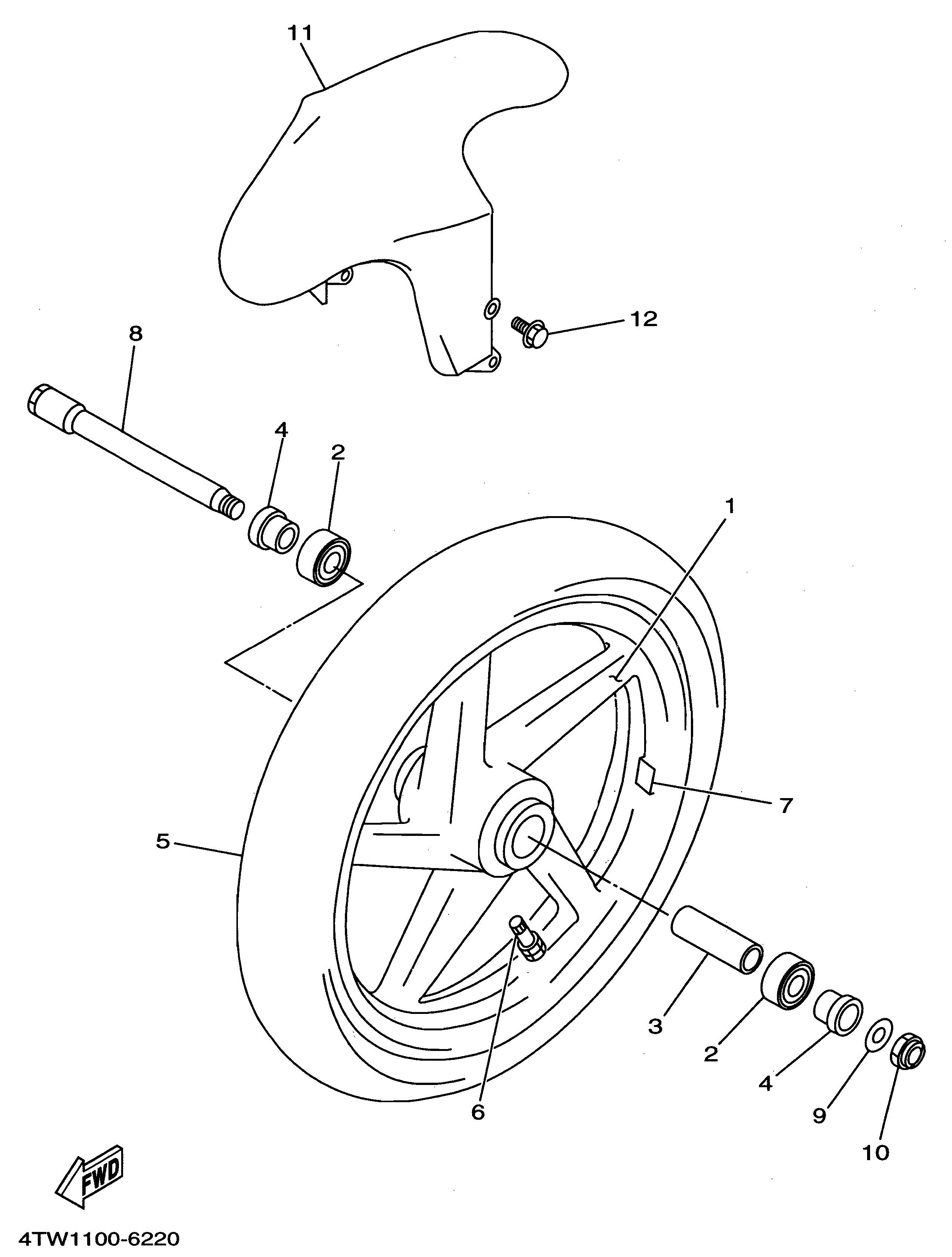 Technical Sports One, LLC 1996 Yamaha TZ250 (4TW1) Image for the Front Wheel