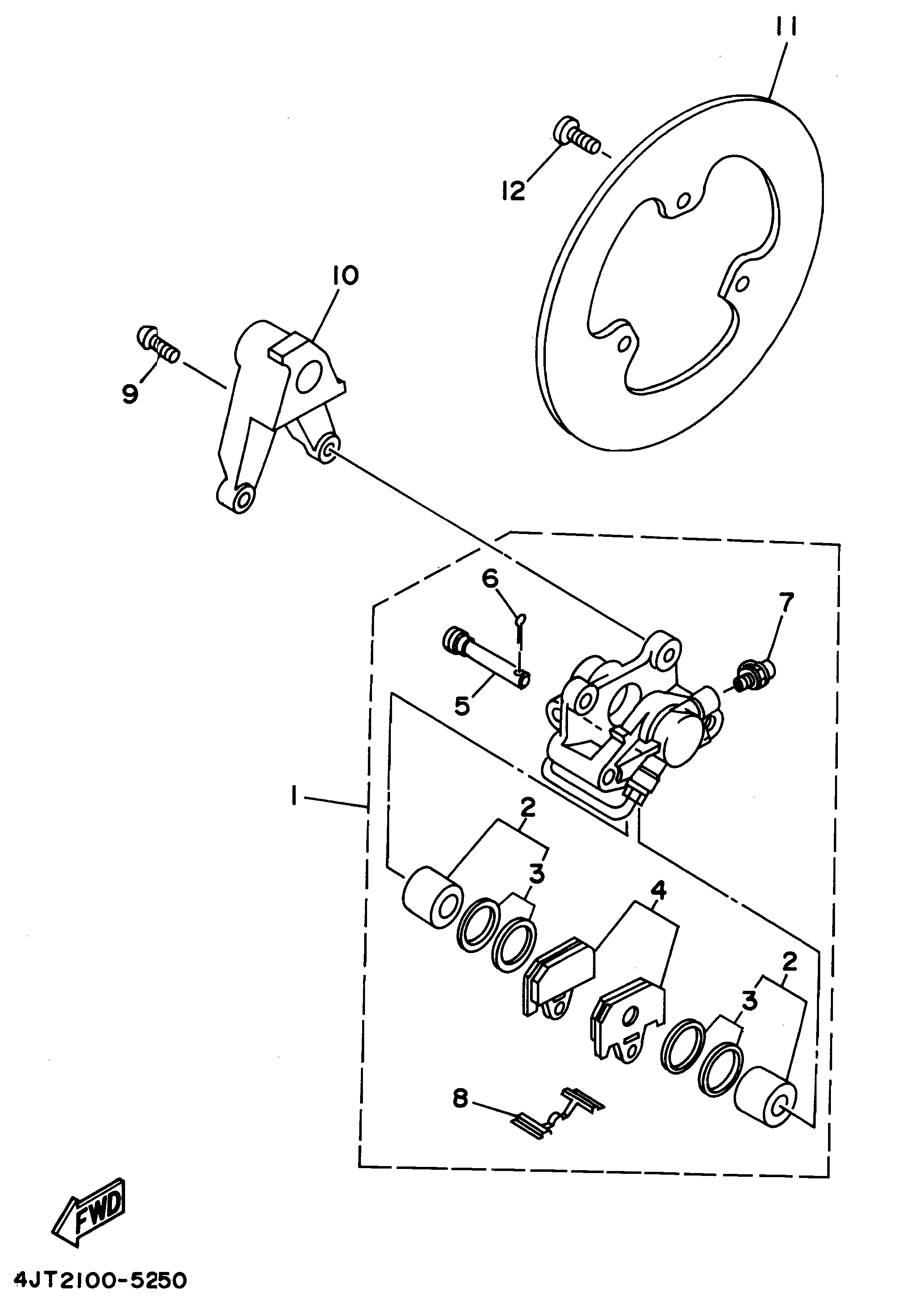 Technical Sports One, LLC 1996 Yamaha TZ250 (4TW1) the Rear Brake Caliper / Rear Brake Disk