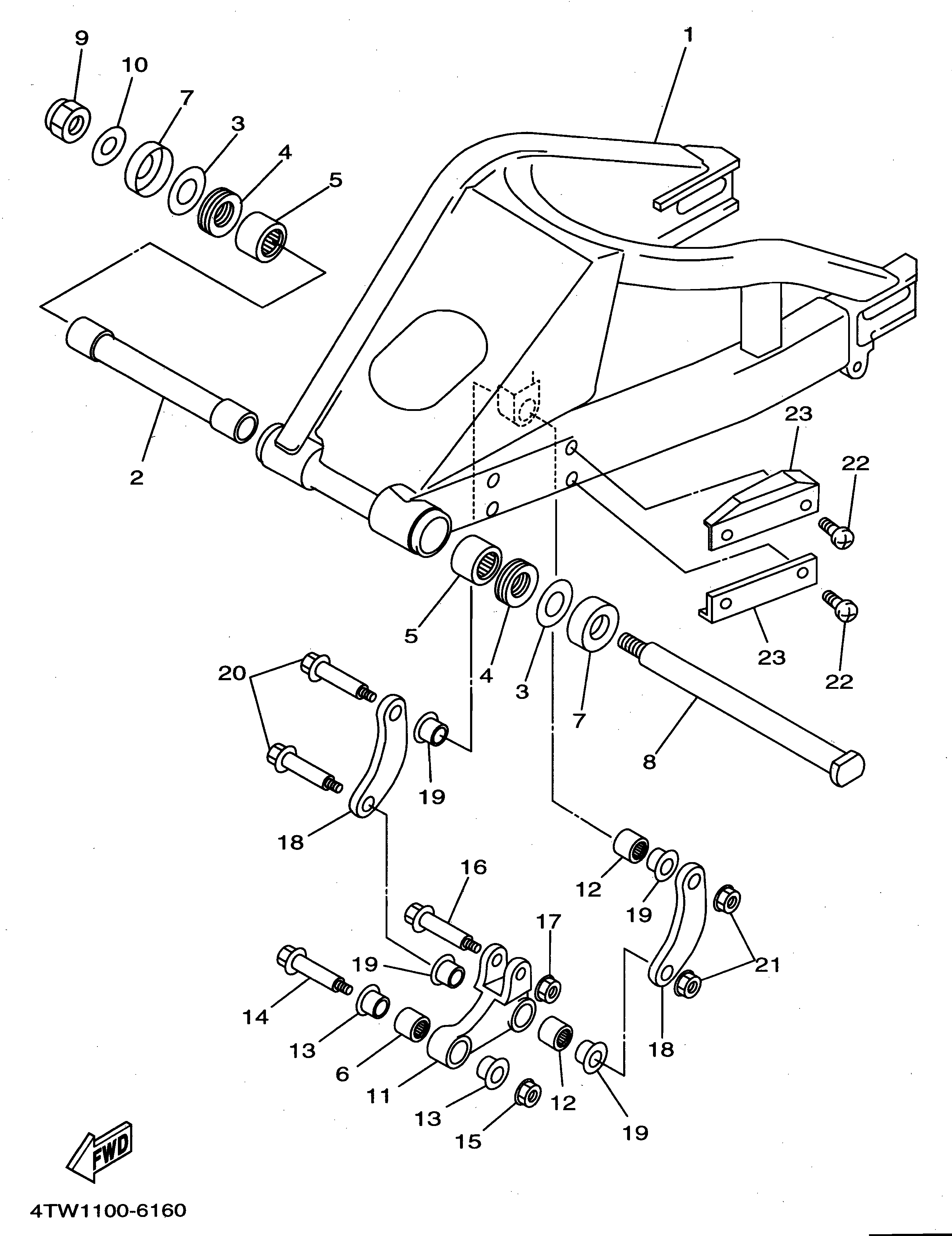 Technical Sports One, LLC 1996 Yamaha TZ250 (4TW1) the Rear Swingarm / Rear Shock Linkage