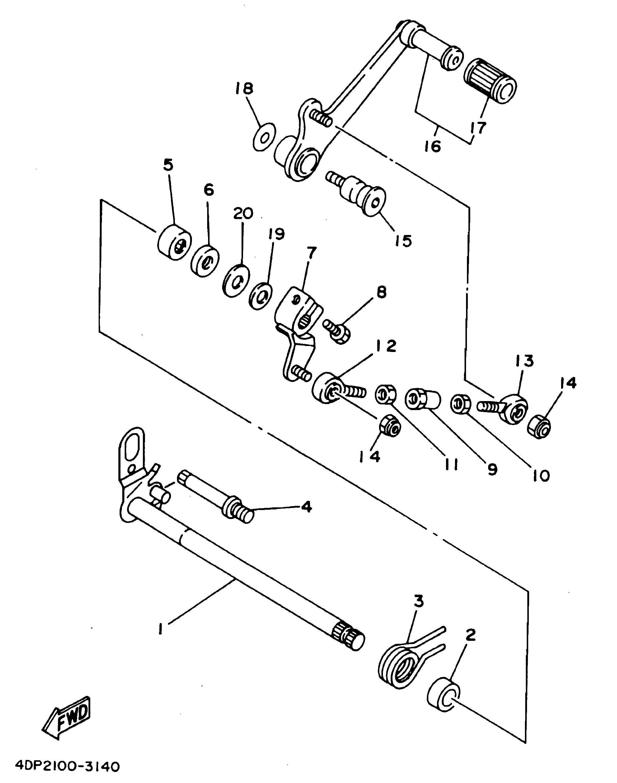 Technical Sports One, LLC 1999 Yamaha TZ250 (4TW4) Imageof the Gear Shift Pedal / Shaft