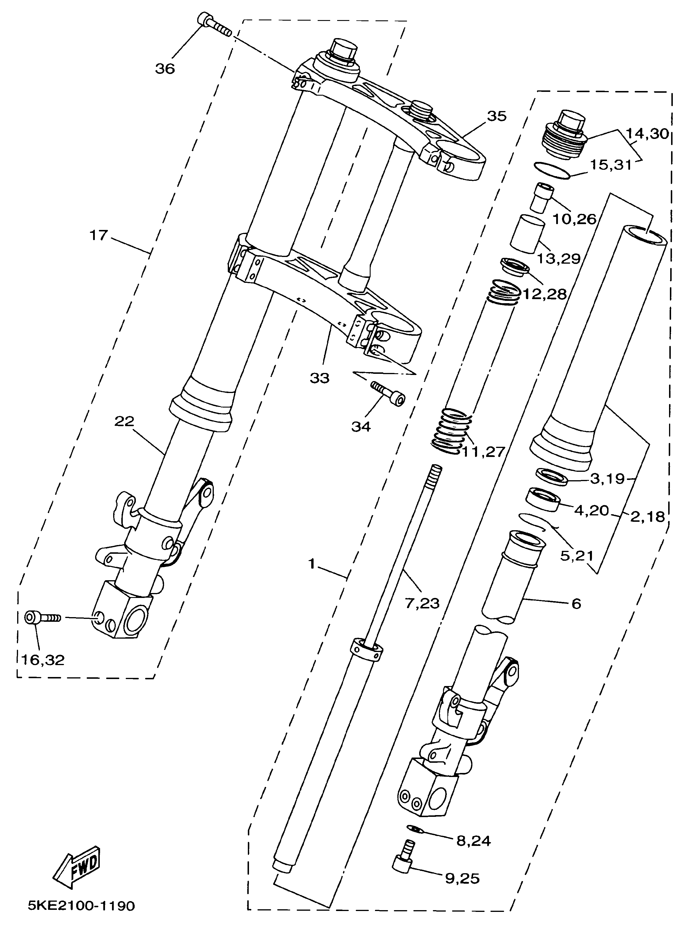 Technical Sports One, LLC 2001 Yamaha TZ250 (5KE2) the Front Fork