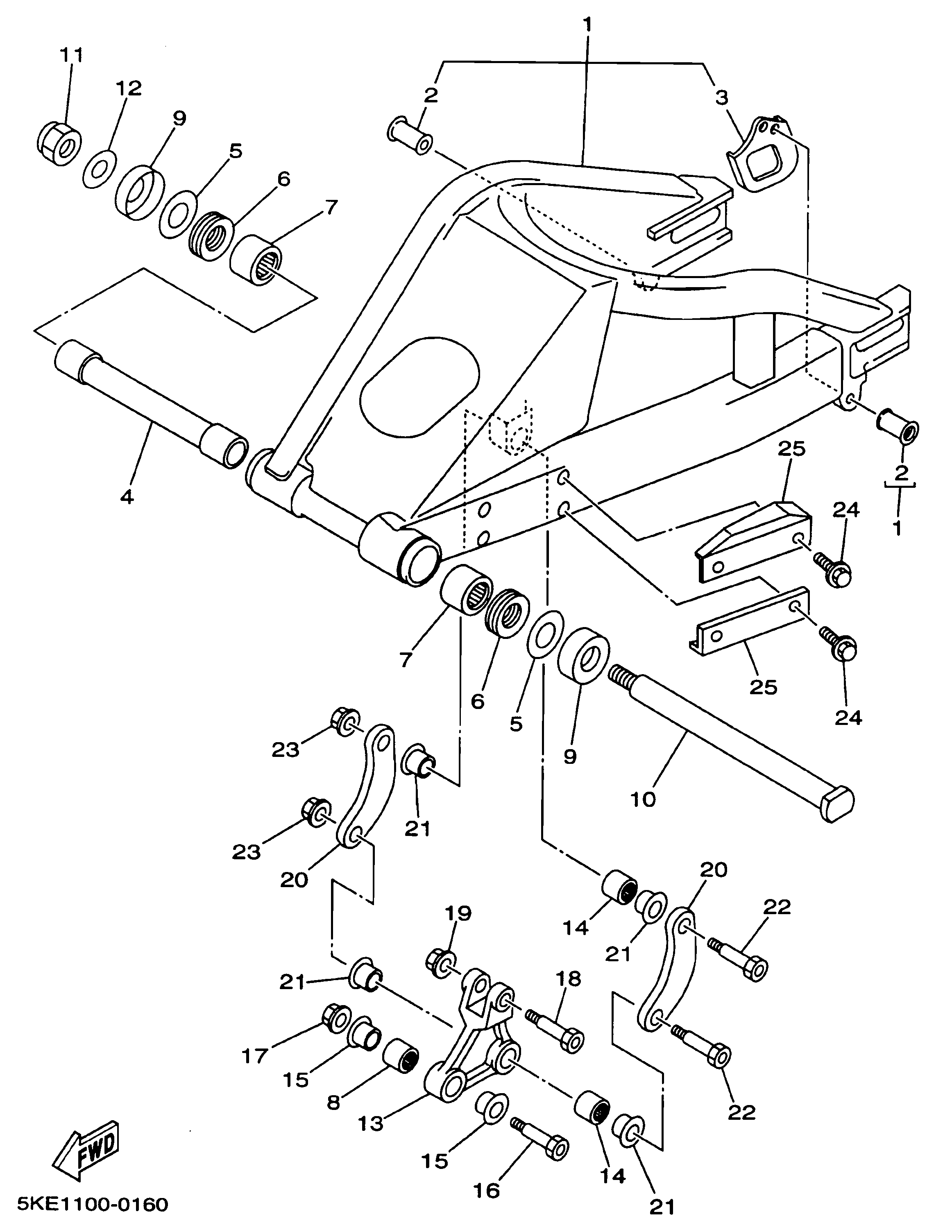Technical Sports One, LLC 2001 Yamaha TZ250 (5KE2) the Rear Swingarm / Rear Shock Linkage