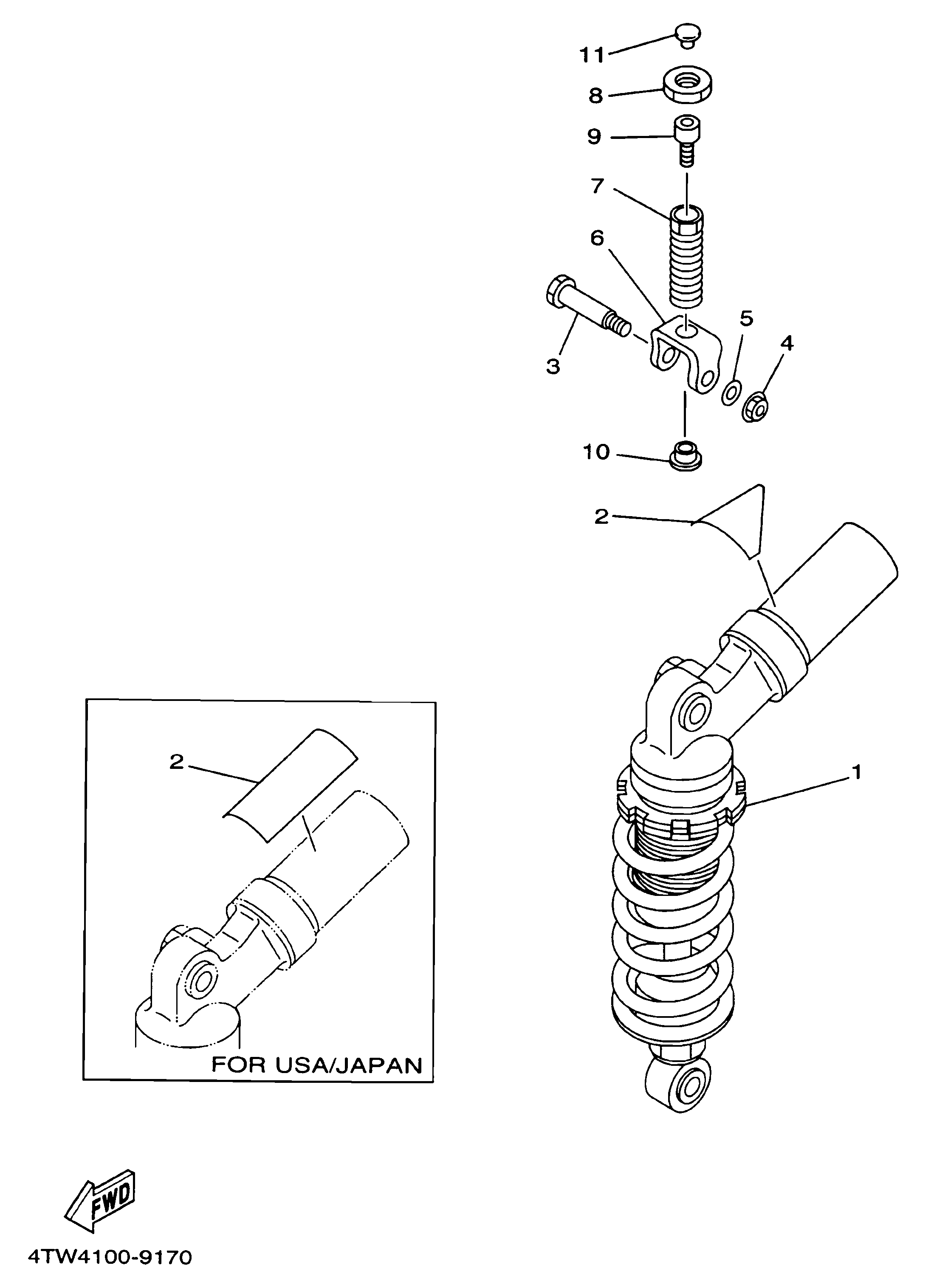 Technical Sports One, LLC 2001 Yamaha TZ250 (5KE2) the Rear Shock Absorber