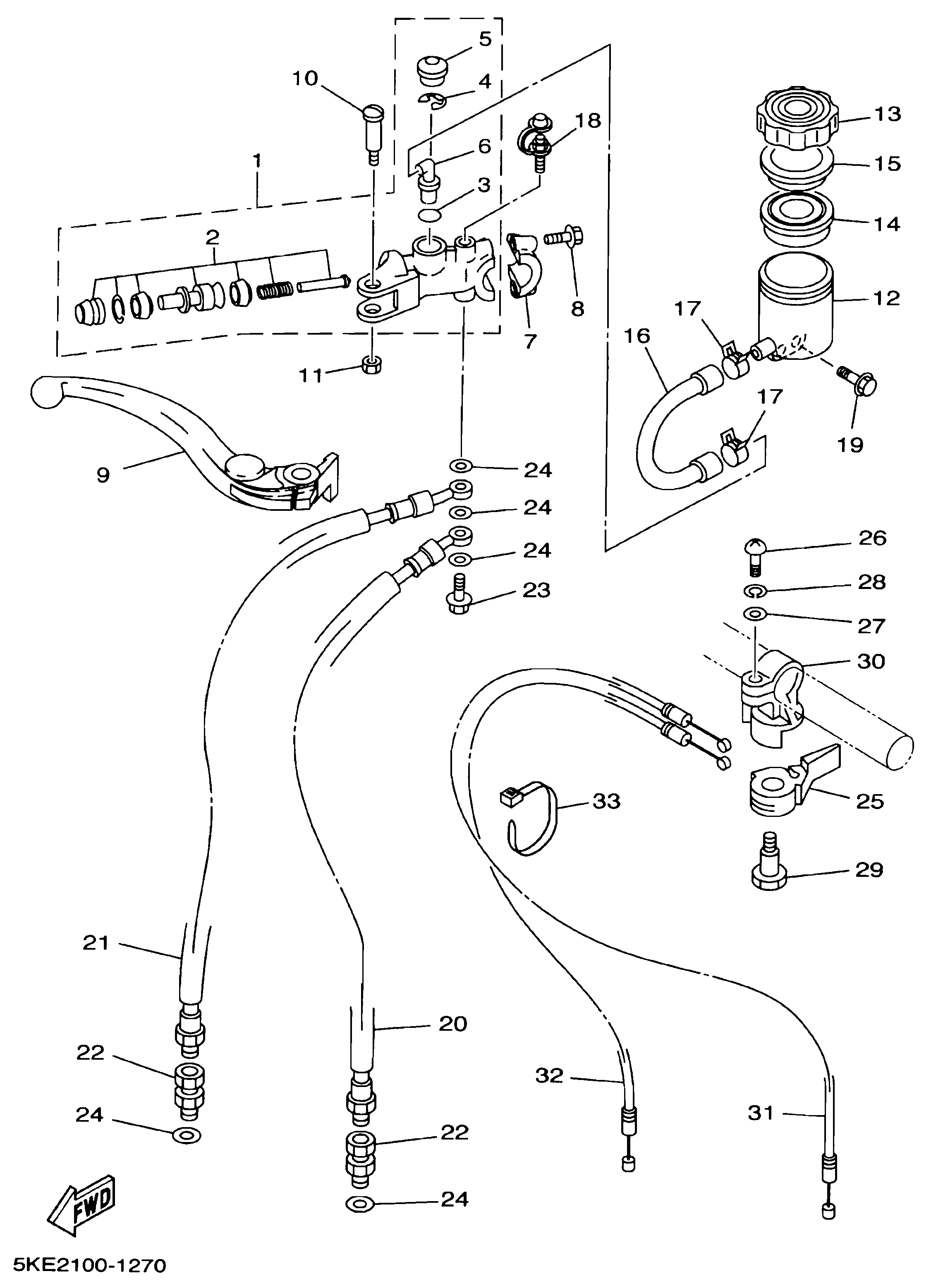 Technical Sports One, LLC 2002 Yamaha TZ250 (5KE3) Image for Front Brake Master Cylinder