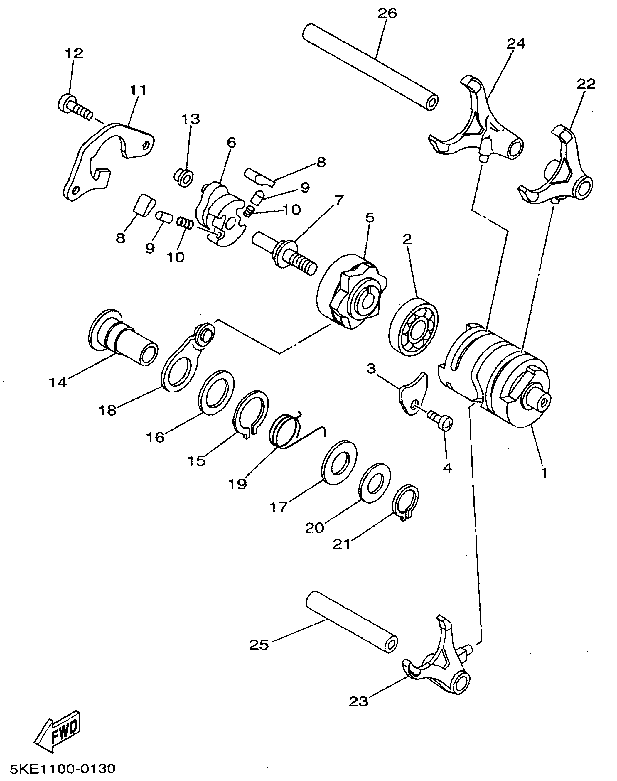 Technical Sports One, LLC 2003 Yamaha TZ250 (5KE4) Shift Fork / Shift Drum