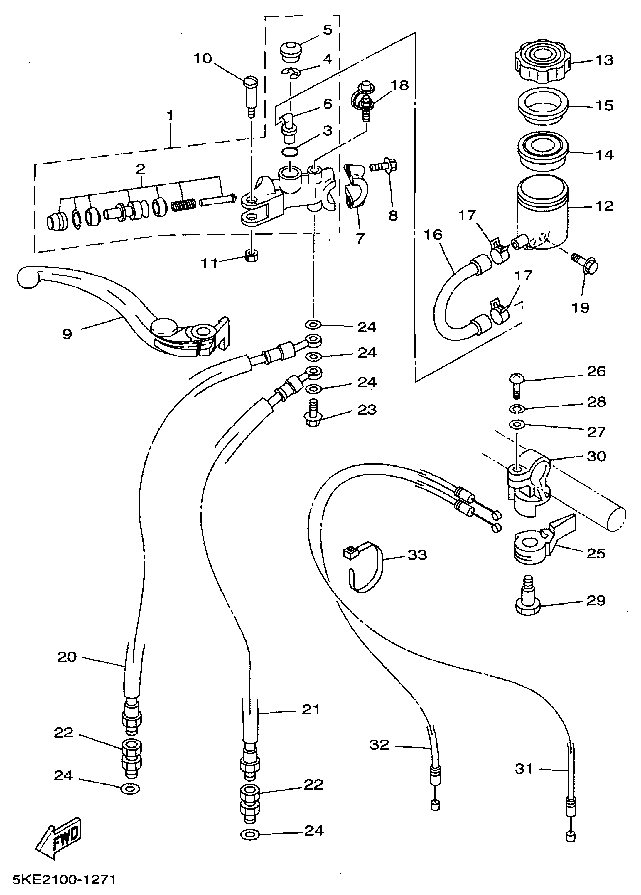 Technical Sports One, LLC 2003 Yamaha TZ250 (5KE4) Image for Front Brake Master Cylinder