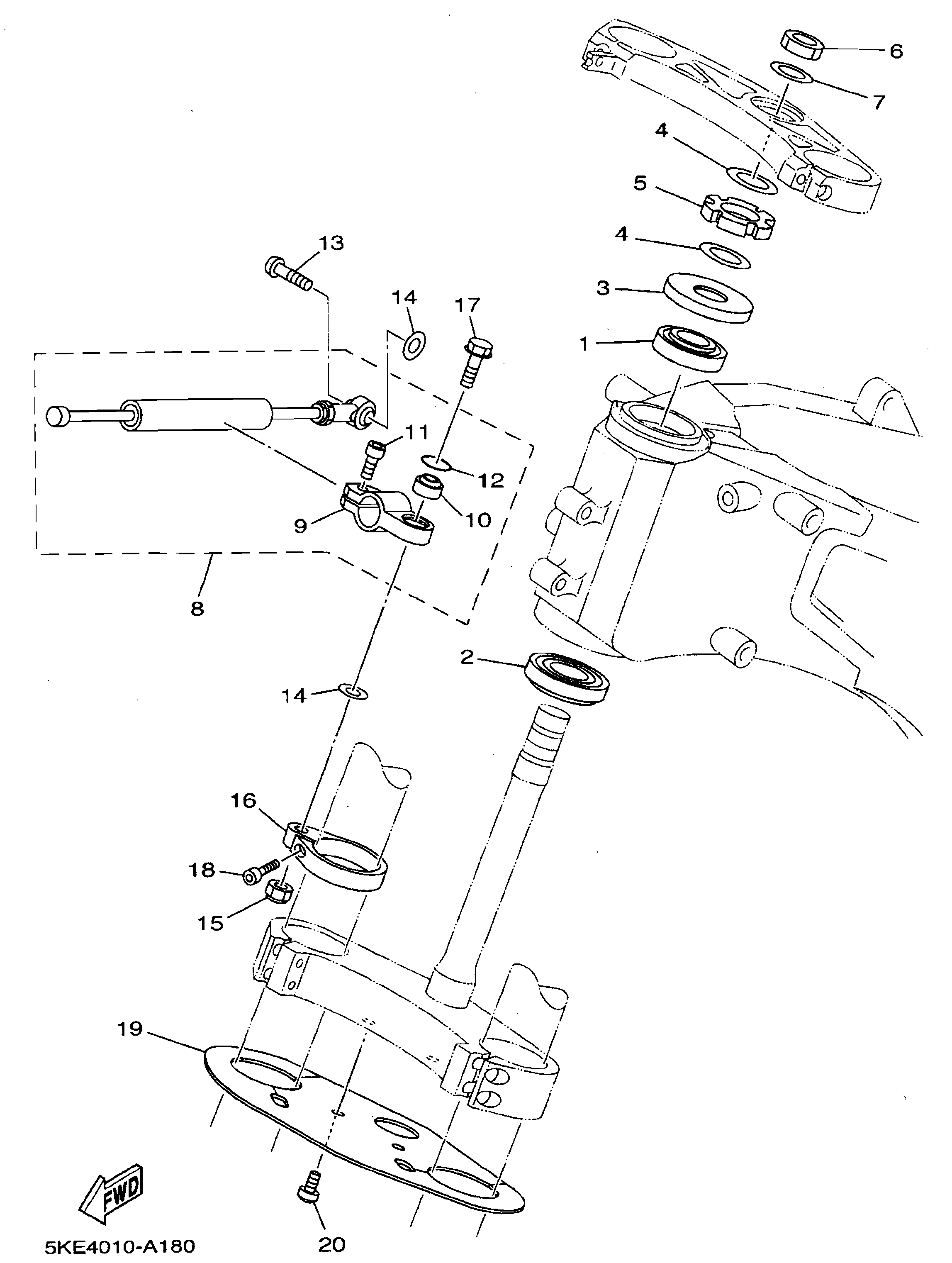 Technical Sports One, LLC 2003 Yamaha TZ250 (5KE4) Steering Stem / Steering Damper
