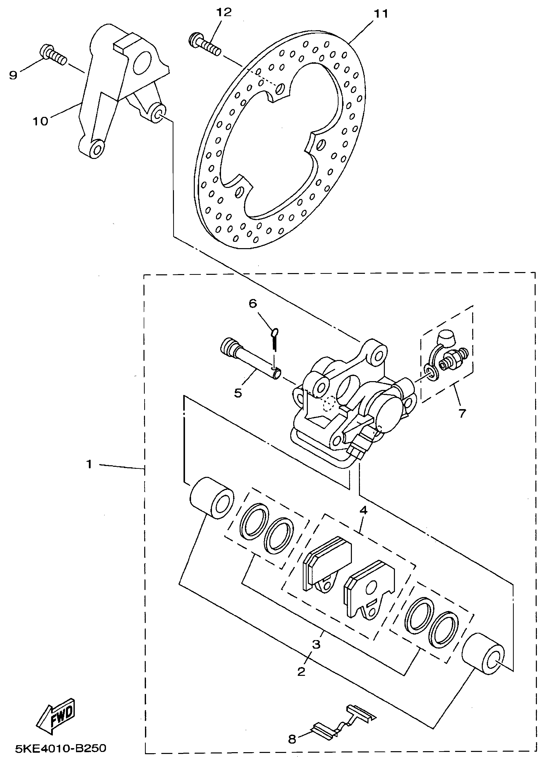 Technical Sports One, LLC 2003 Yamaha TZ250 (5KE4) the Rear Brake Caliper / Rear Brake Disk