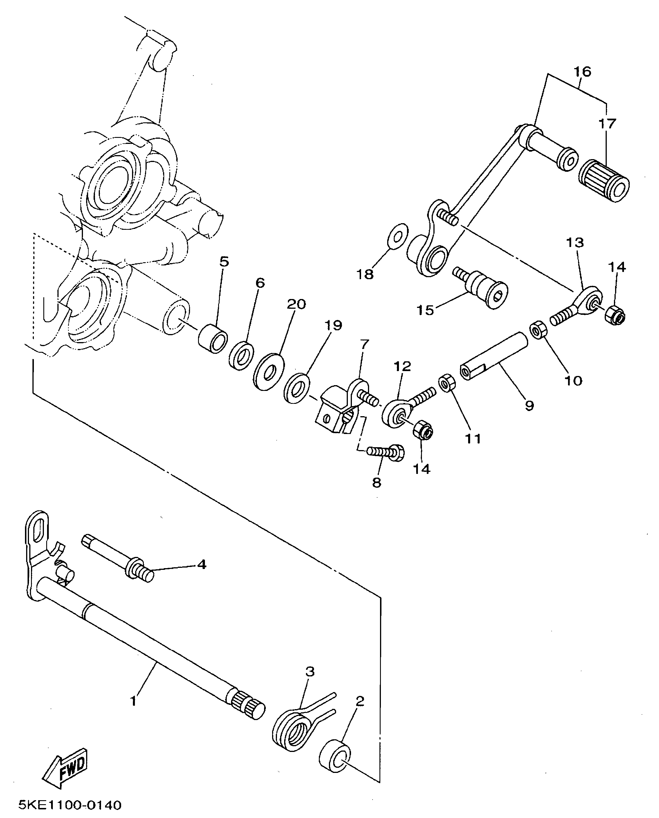 Technical Sports One, LLC 2003 Yamaha TZ250 (5KE4) Imageof the Gear Shift Pedal / Shaft