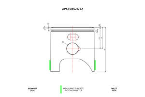 APKT06521722A1 PISTON KIT, VHM FLAT TOP 12-DEGREE 44.94mm KTM 65SX 2009+ (REQUIRES 12-DEGREE INSERT)